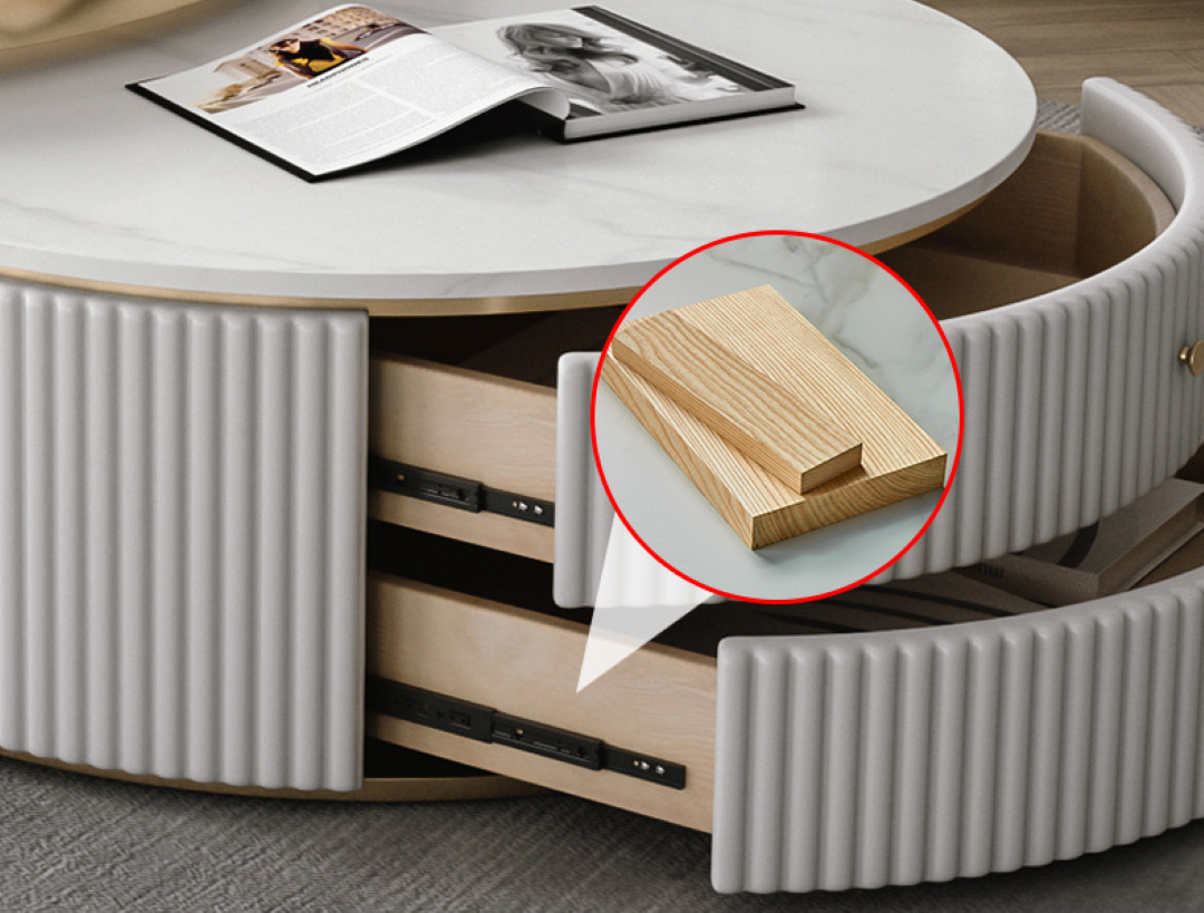 Modern Luxury Marble Coffee Table Set with Gold Accents – Living Room Centerpiece