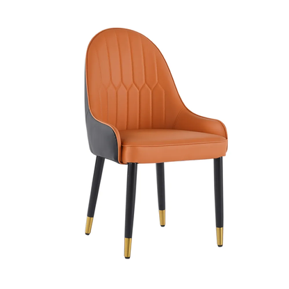 Modern Round White Marble Dining Table with Golden Base & Dual-Tone Upholstered Chairs – 6 Seater