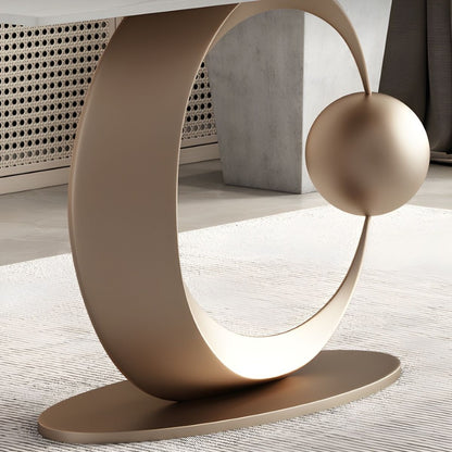 Modern Artistic White Dining Table with Golden Circle Base – 5-Piece Luxury Set