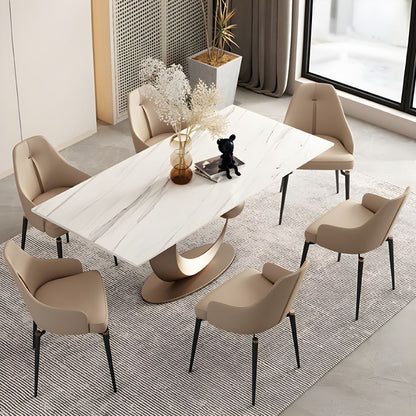 Modern Artistic White Dining Table with Golden Circle Base – 5-Piece Luxury Set