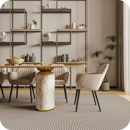 Astral White and Gold Dining Table with Chairs