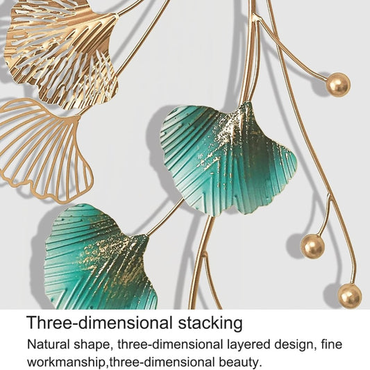 Ginkgo Leaf Metal Wall Art – Green & Gold Hanging Décor
