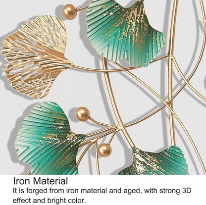 Ginkgo Leaf Metal Wall Art – Green & Gold Hanging Décor