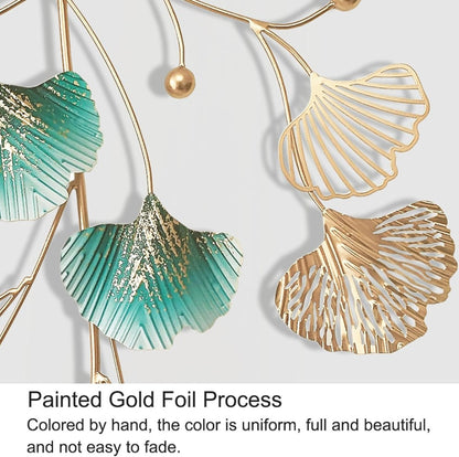 Ginkgo Leaf Metal Wall Art – Green & Gold Hanging Décor