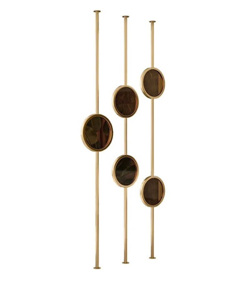 Luxury Gold Frame Circular Mirror Partition – Art Deco Style
