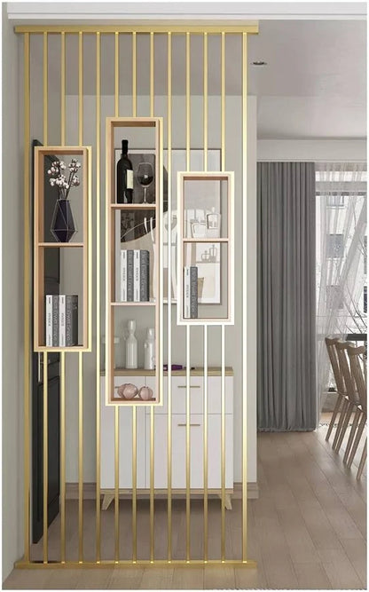 Luxury Wooden Slat Partition Shelf Divider